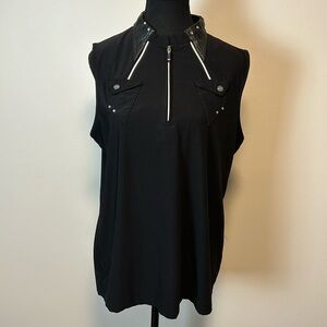Jamie Sadock Black Sleeveless Golf Shirt Sz L
